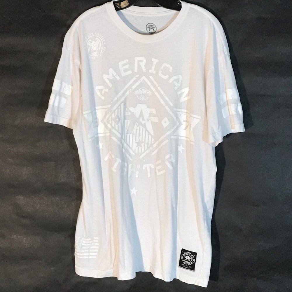American Fighter MMA Short Sleeve White Workout Activewear Tee T Shirt